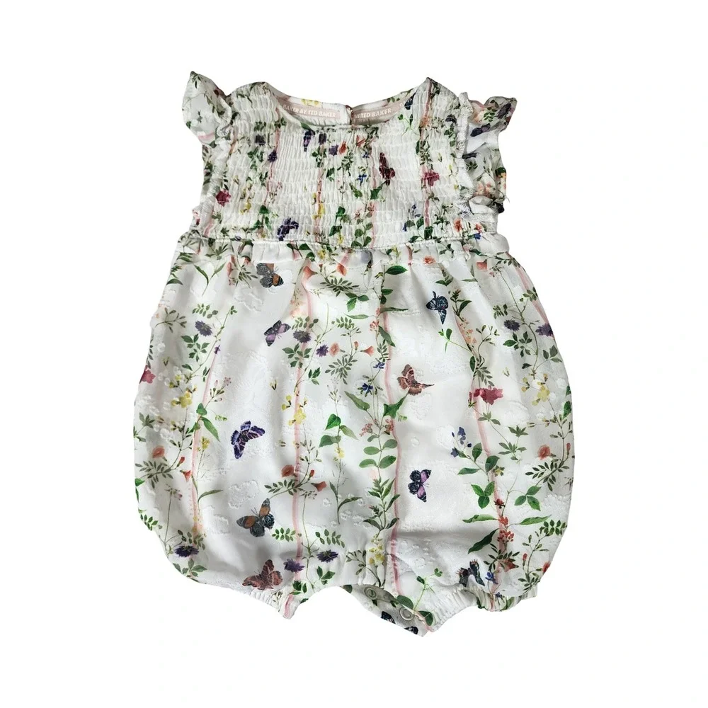 Baker‎ by Ted Baker Baby Girl Floral Butterfly Smocked Bubble Romper 3-6 Months